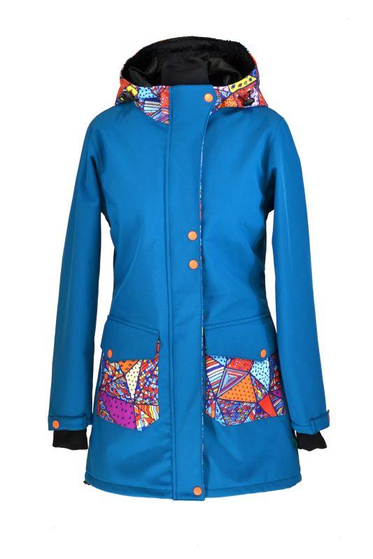 Soft.nosící kabát JARO/PODZIM změna vsadky na petrolej s odepínací kapucí - SKLADEM vel.L