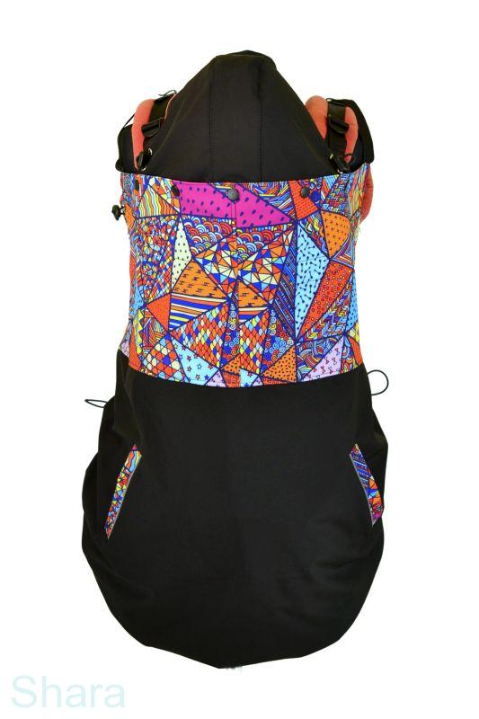 Nosící kapsa softshellová - černá/ bláznivé trojúhelníky SKLADEM