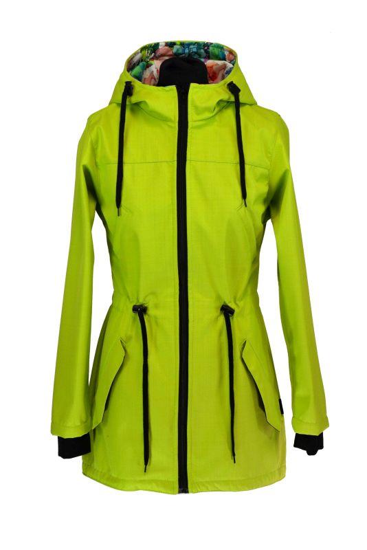 Nosící parka pro přední nošení BAMBUSOVÝ SOFTSHELL limetka - SKLADEM XL