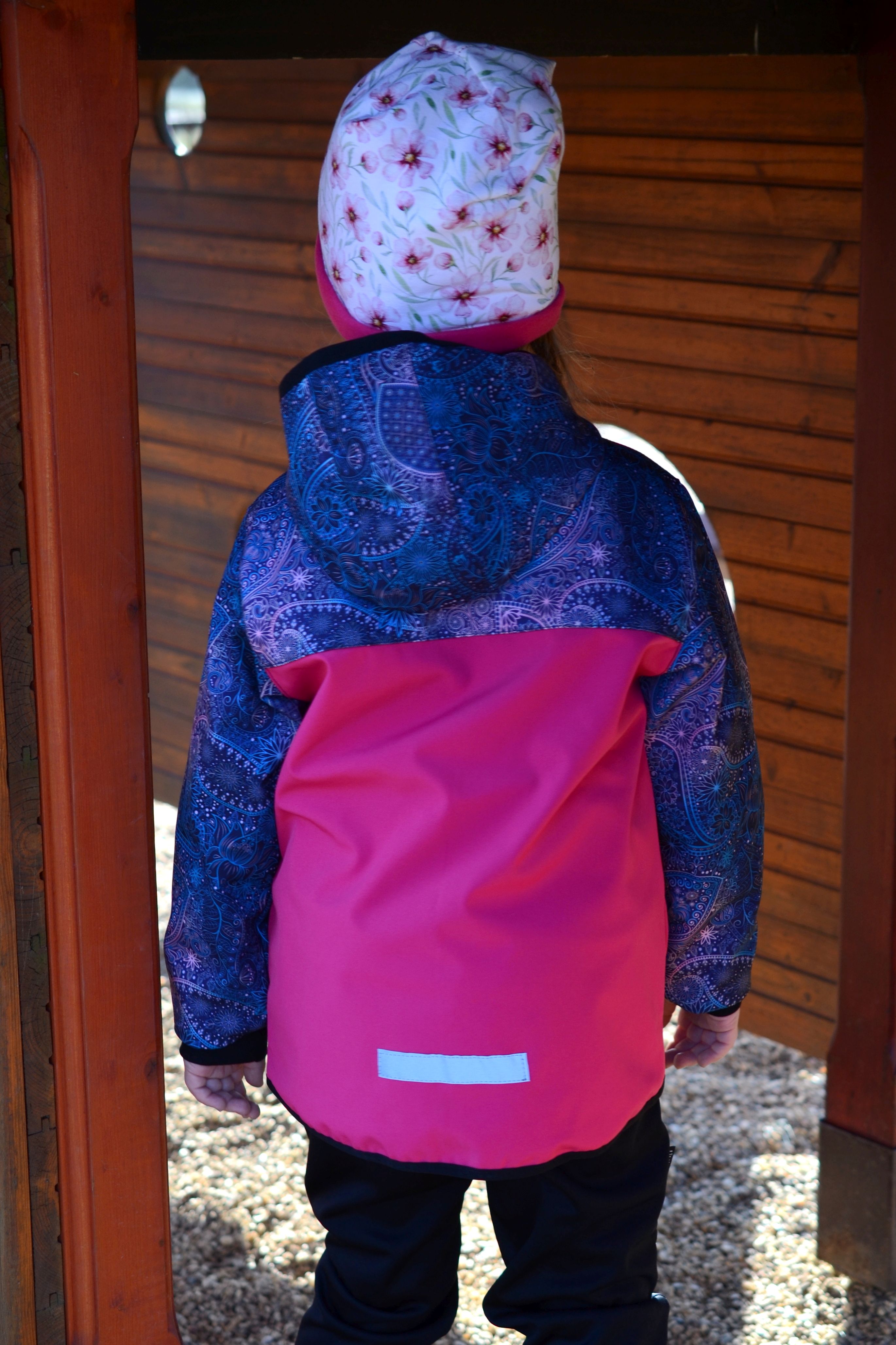 Dětská softshellová bunda - malina/modrorůžová obloha-SKLADEM-vel.92