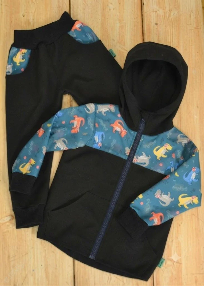 Dětský softshellový set- černá/dino sluchátka