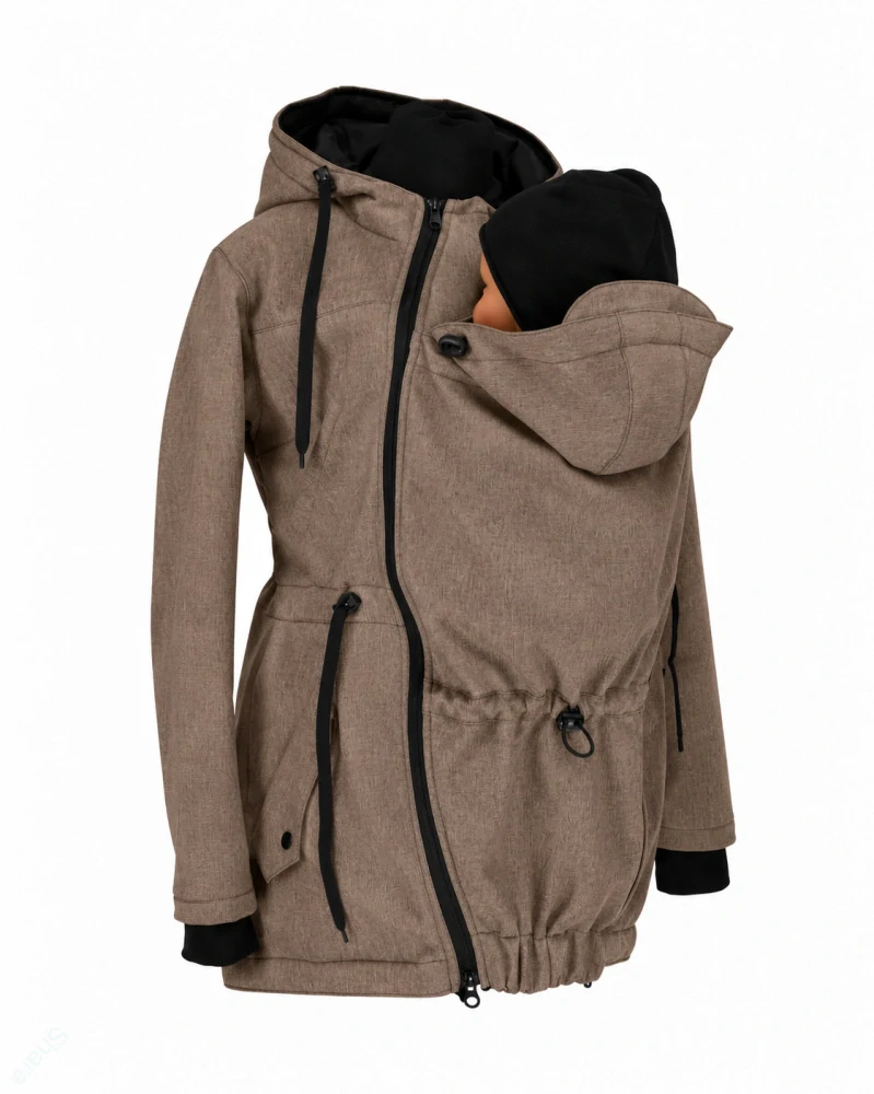 Softshellová nosící parka pro přední nošení - hnědá latté