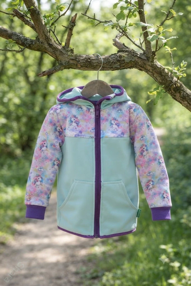 Softshellová bunda - mint/jednorožci limitovaná série SKLADEM vel.110