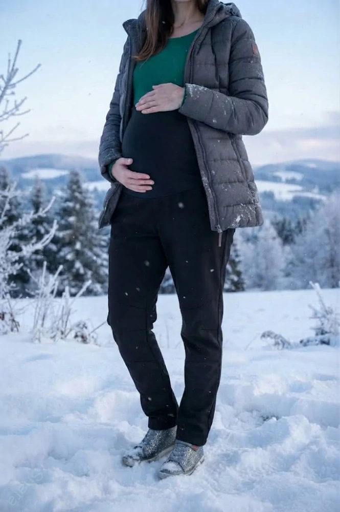 Dámské těhotenské softshellové kalhoty - černé
