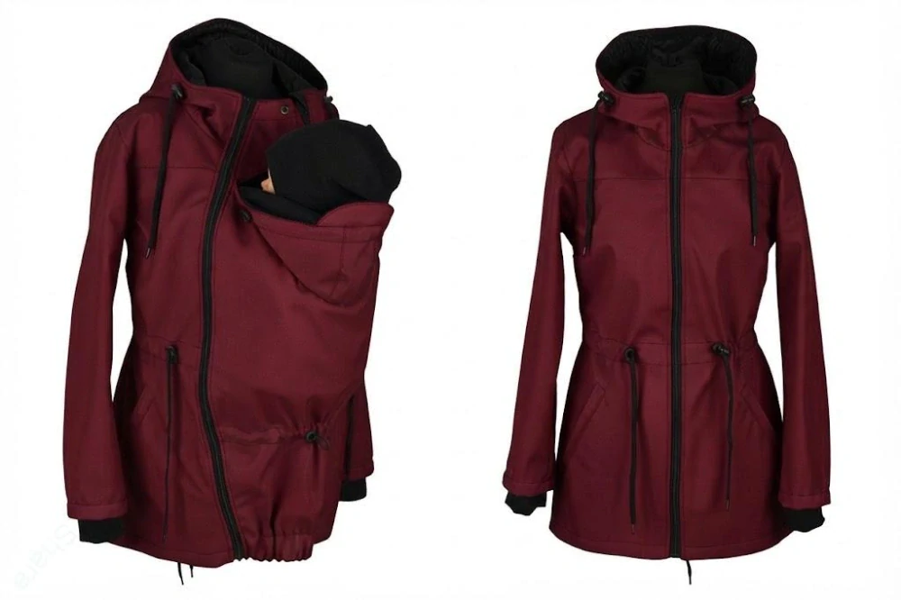 Softshellová nosící parka pro přední nošení VYŠŠÍ PARAMETRY vínová