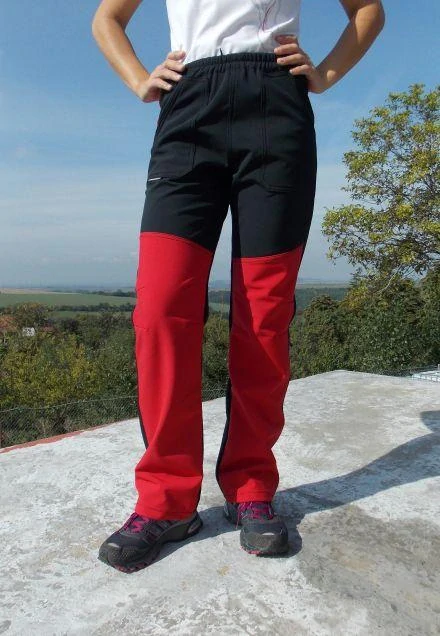 Dámské kalhoty softshellové -černé/červená