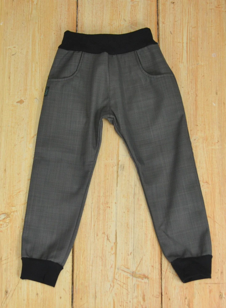 Dětské kalhoty softshell JARNÍ vyšší parametry-tm.šedá