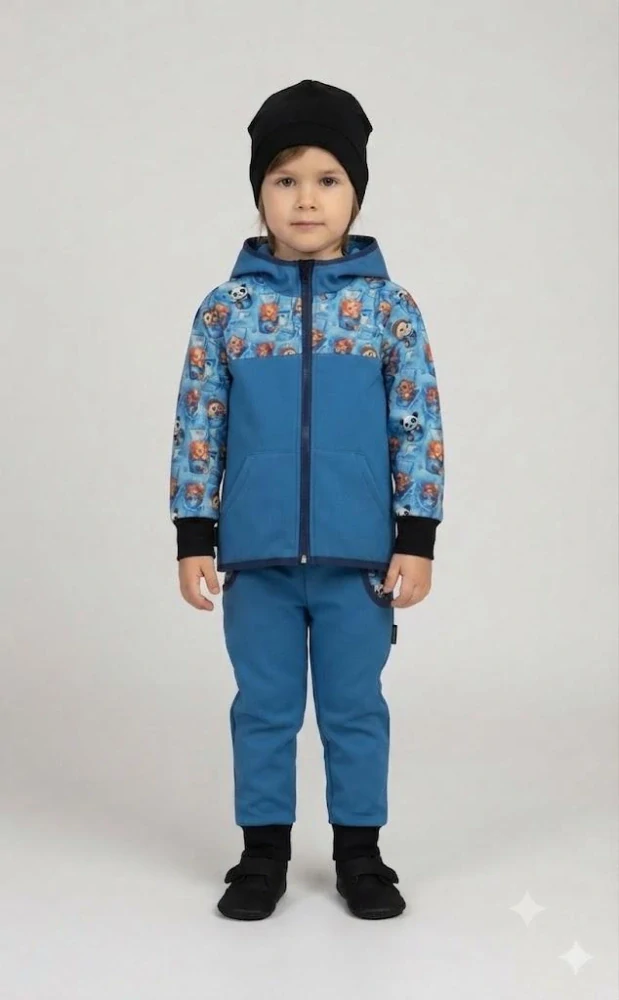 Dětský softshellový set- tyrkys/panda