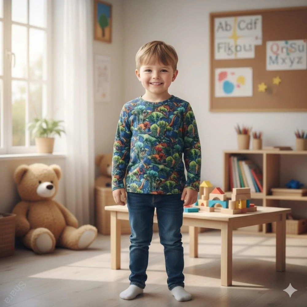 Dětské teplejší tričko Shara - dino