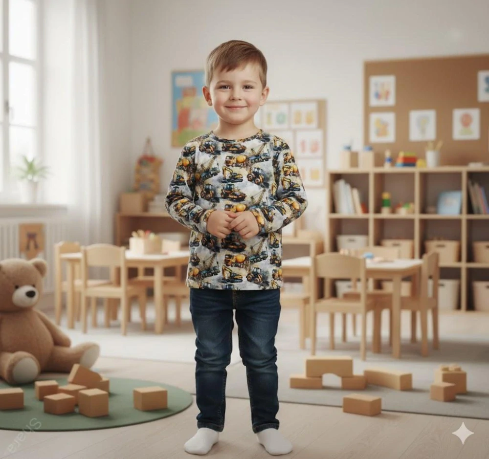 Dětské  teplejší tričko Shara - bagry