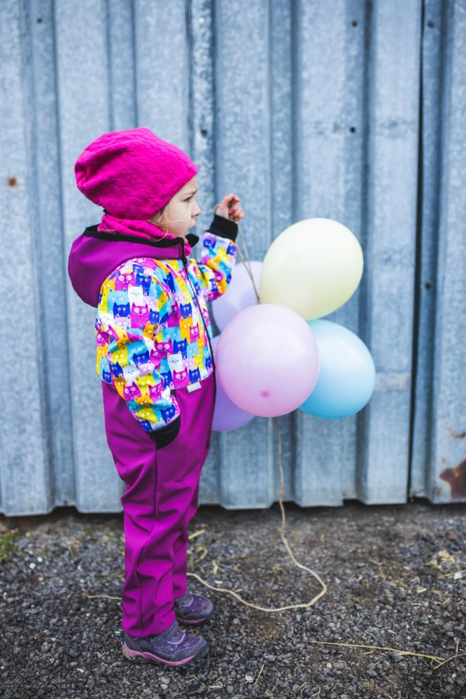 Dětský softshellový kombinéza - fuchsile/kočky