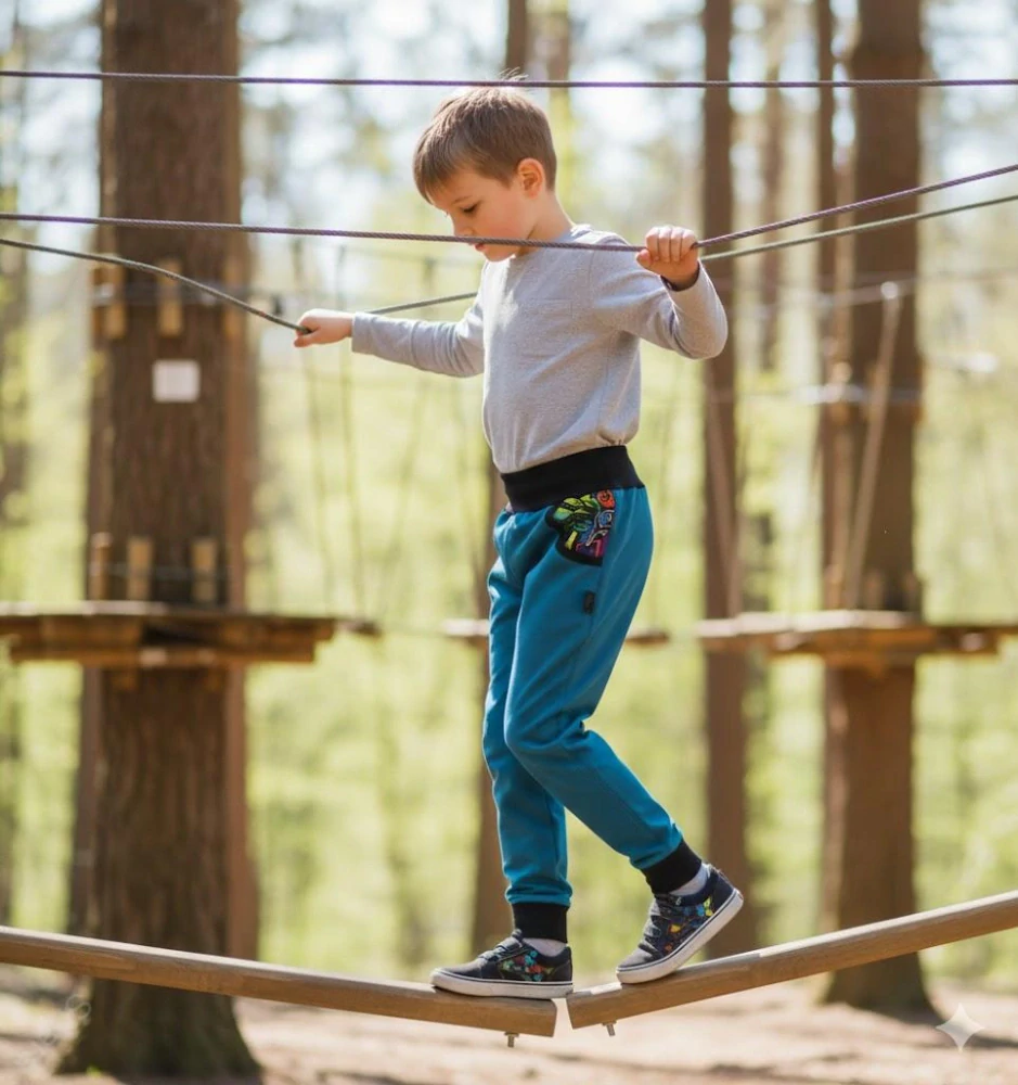 Dětské kalhoty softshellové - petrolej/v kapsách skate