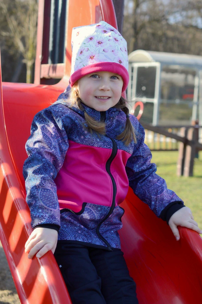 Softshellová bunda - malina/obloha SKLADEM vel.116