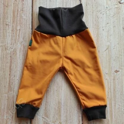 Dětské kalhoty softshellové  rostoucí - medová SKLADEM vel 74 