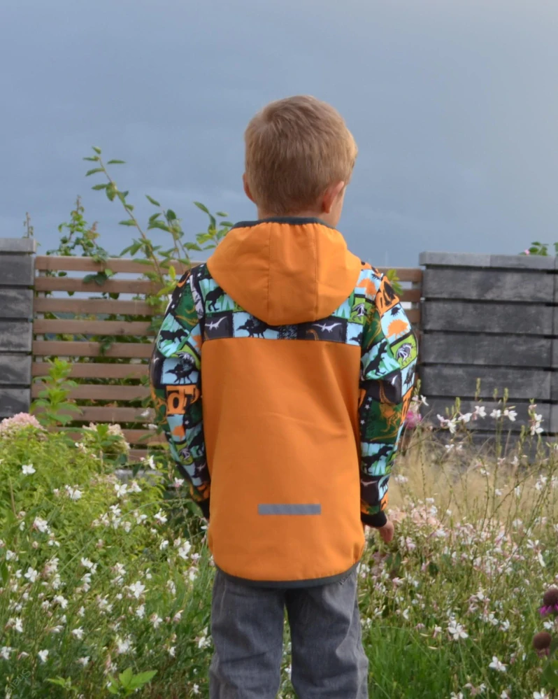 Softshellová bunda - med/dino SKLADEM vel.110