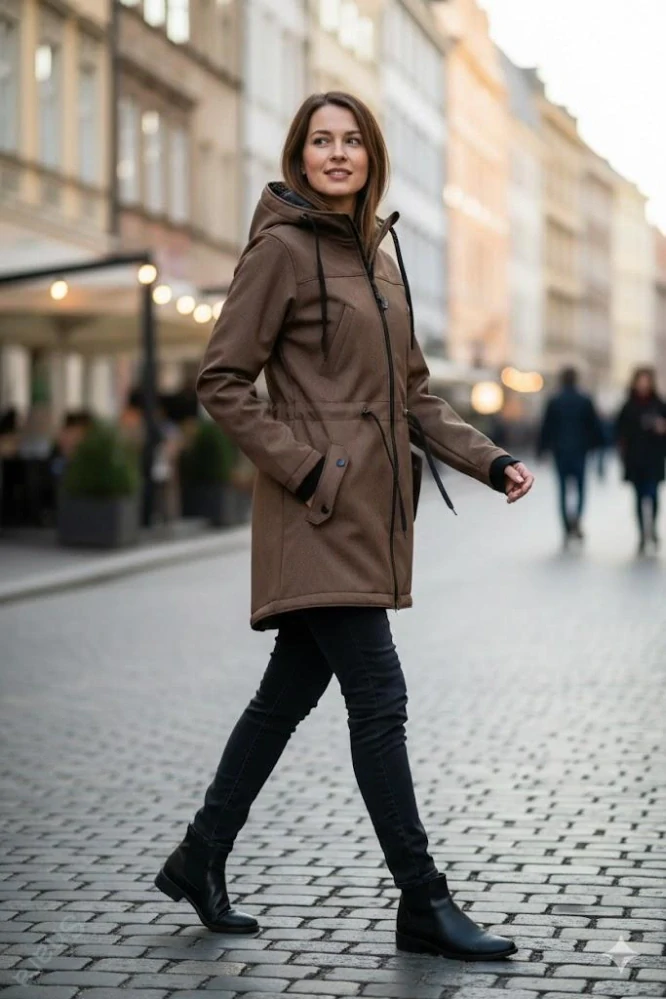 Softshellová nosící parka pro přední nošení - hnědá latte