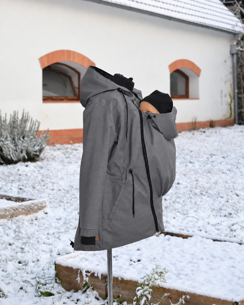 Softshellová nosící parka pro přední nošení VYŠŠÍ PARAMETRY šedá