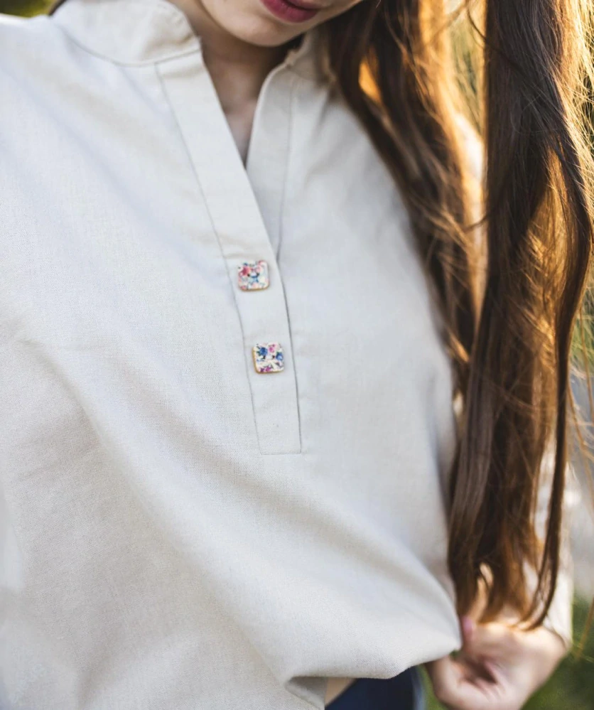 Dámská halena dlouhý rukáv - režný len