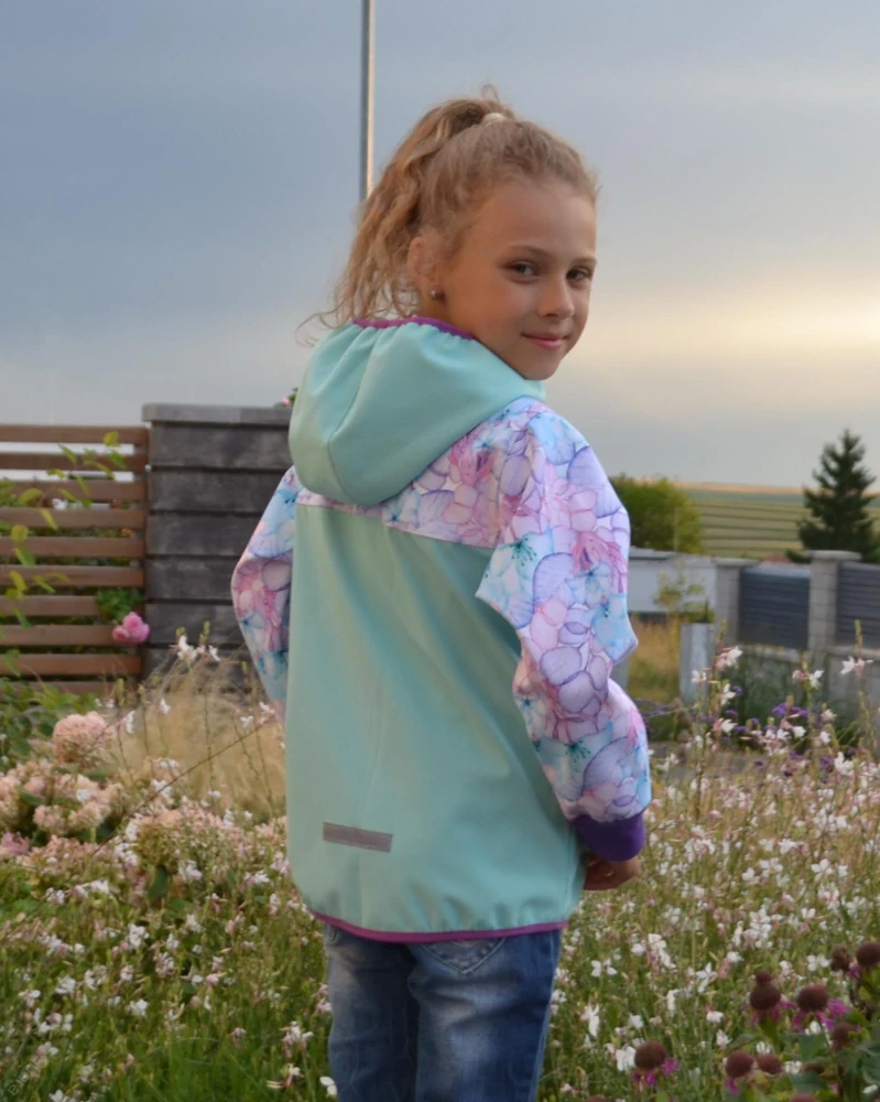 Softshellová bunda - mint/akvarel květy limitovaná kolekce