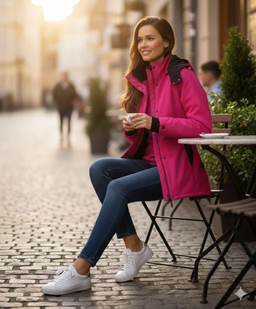 Softshellová členěná bunda ZIMNÍ odepínací kapuce-malina SKLADEM vel.S