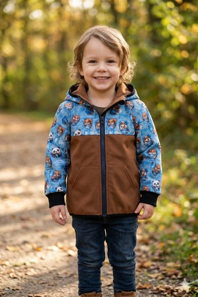 Softshellová bunda - karamel/panda SKLADEM vel.104