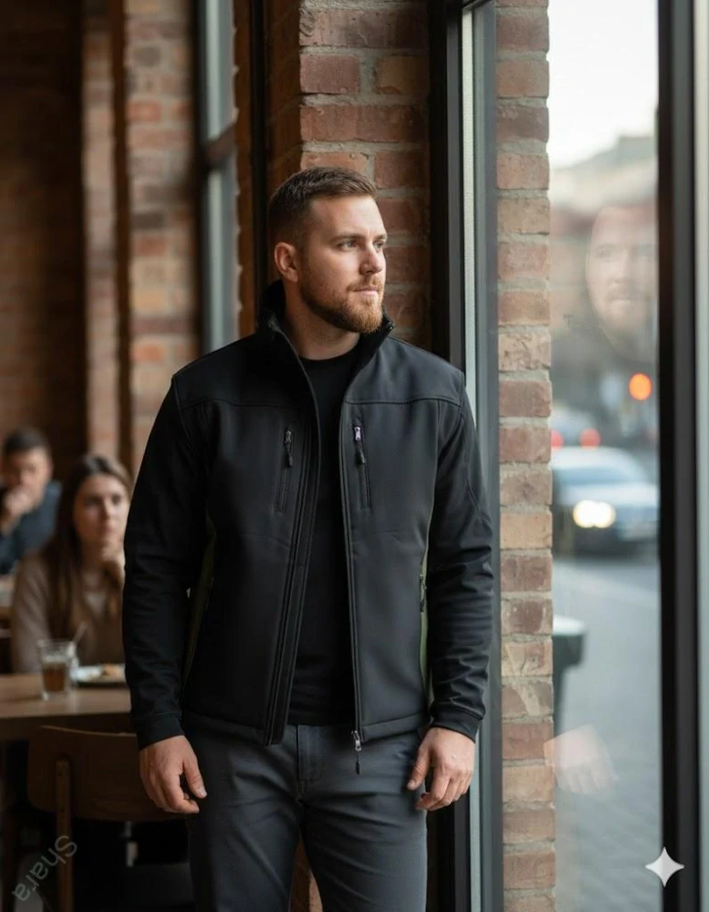 Pánská softshellová vesta - černá/oliva 