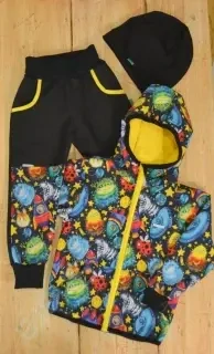 Dětský softshellový set- černá/vesmír