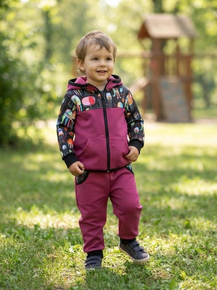 Dětský softshellový set- fuchsie/medůzky