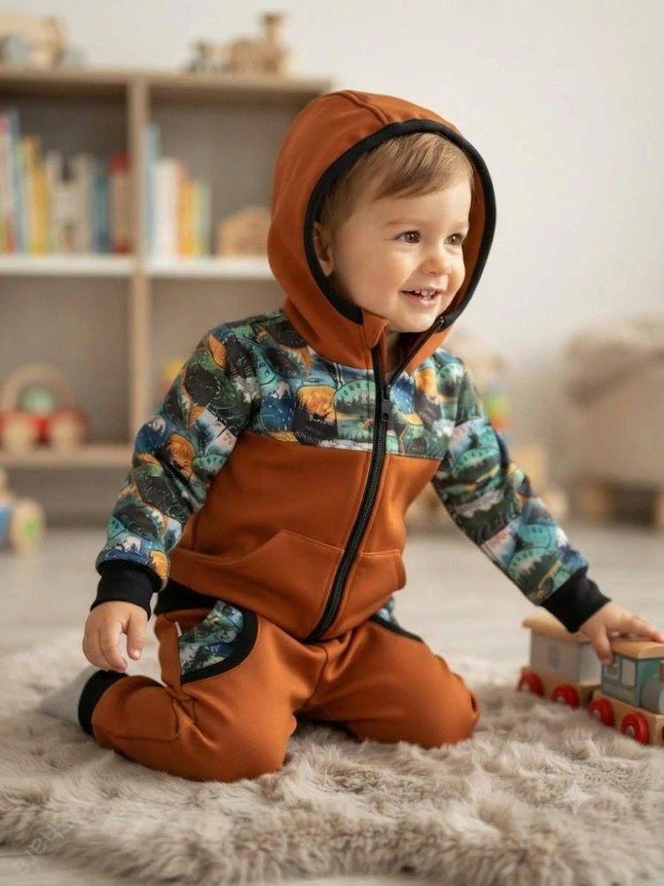 Dětský softshellový set- karamel/horská zvířádka