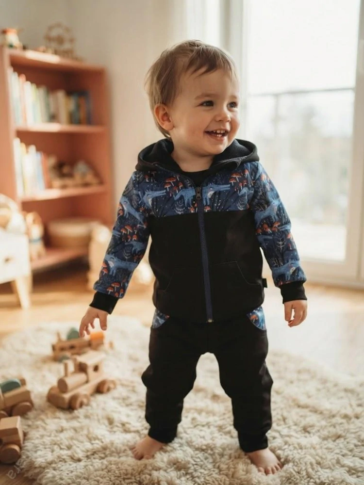 Dětský softshellový set- černá/vlčci