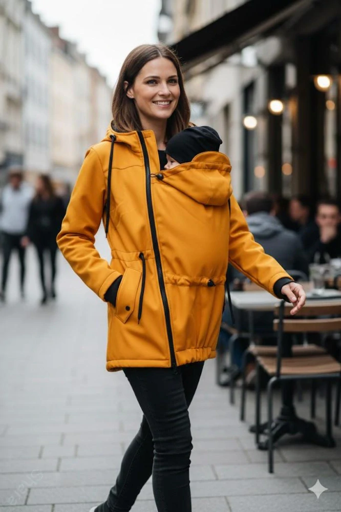 Softshellová nosící parka pro přední nošení - medová