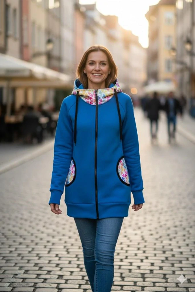 Mikina - petrolej/ akvarely/ černá