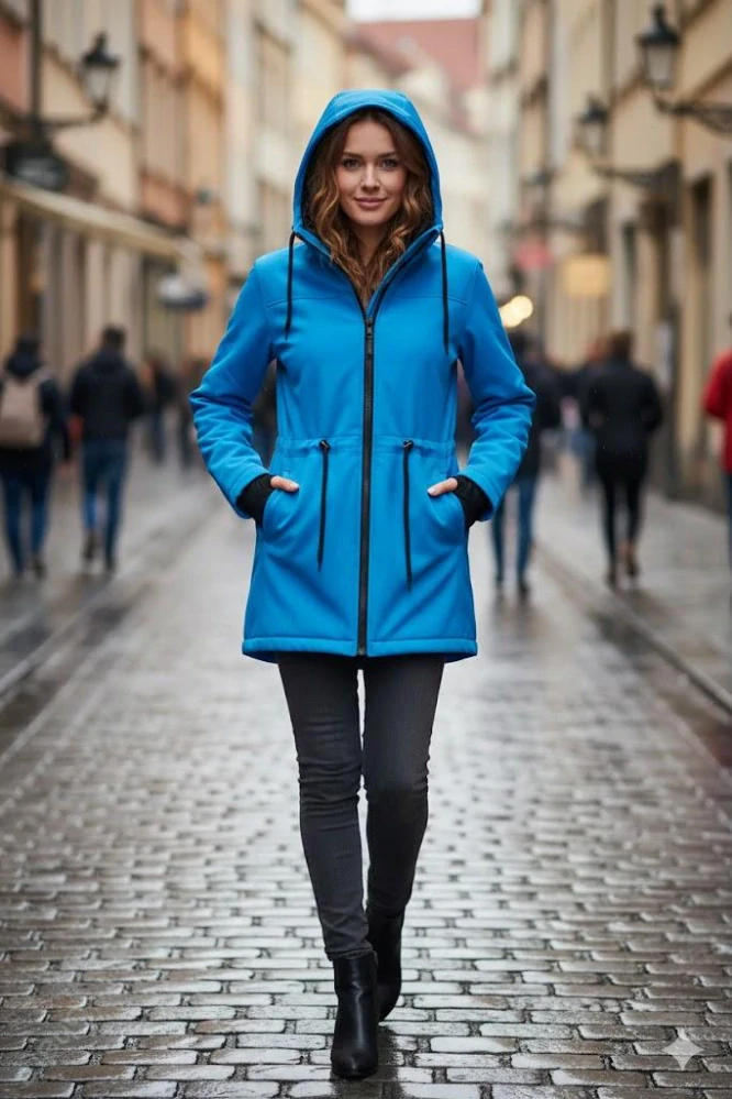 Softshellová parka - tyrkys