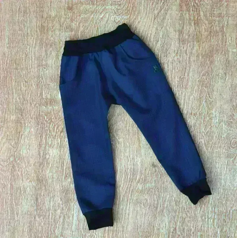 Dětské kalhoty softshell JARNÍ vyšší parametry-tm. modrá SKLADEM vel.104