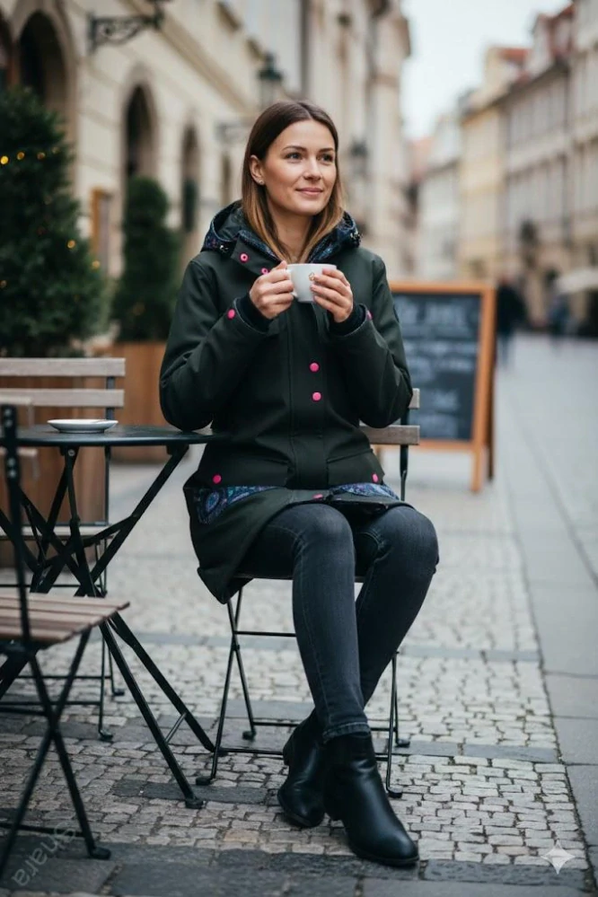 Softshellový kabát - černá/lapače snů