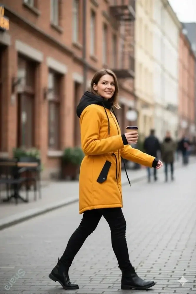 Softshellová nosící parka pro přední nošení s hladícími kapsami - med/černá