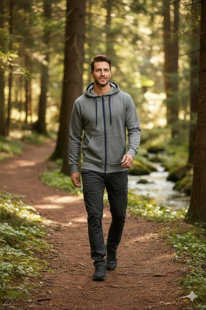 Pánská mikina přední nošení - šedá/tmavě modrá