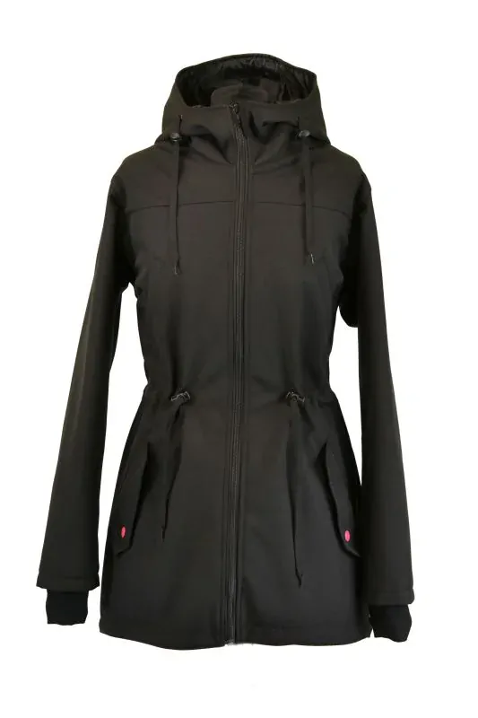 Softshellová parka - černá/růžové druky 