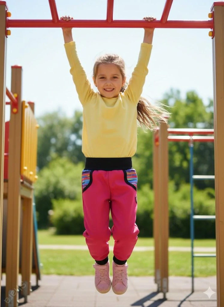 Dětské kalhoty softshellové malina/v kapsách vlnky