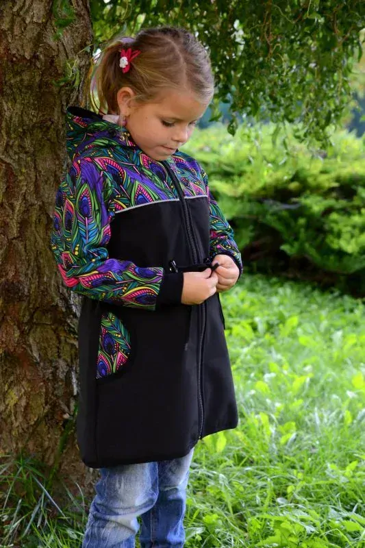 Softshellový kabátek - černá/paví pera SKLADEM vel.98