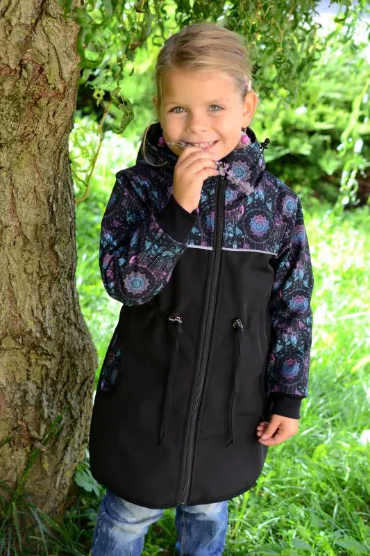 Softshellový kabátek možnost - černá/lapače snů SKLADEM vel.98