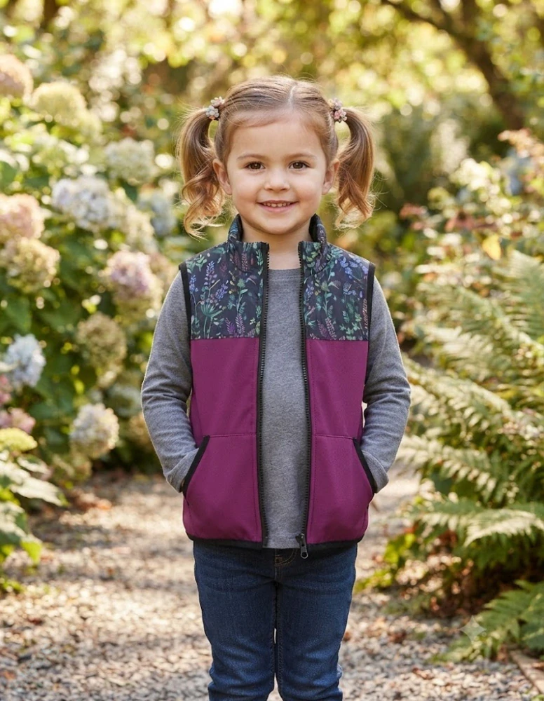 Softshellová vesta Shara - fuchsie / bylinky