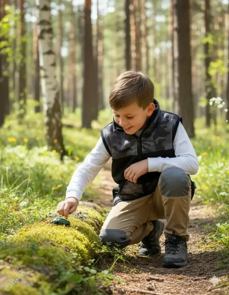 Softshellová vesta se stojáčkem - khaki žíhaná / zelený maskáč-SKLADEM-vel.98