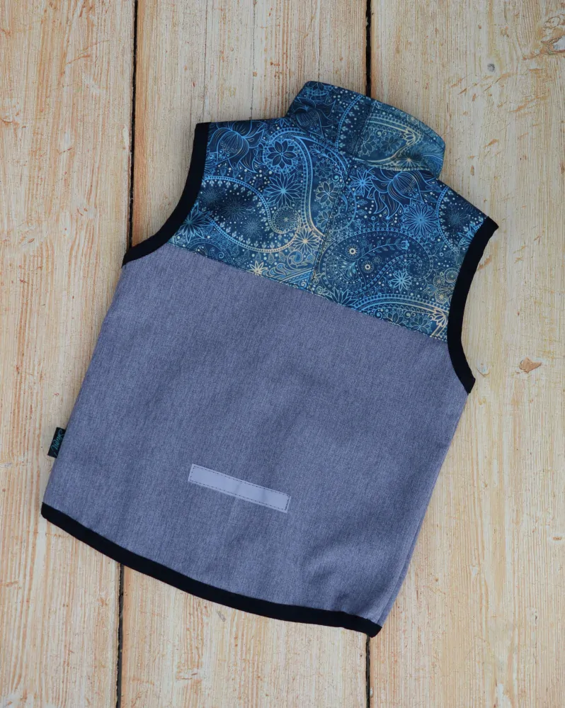 Softshellová vesta Shara - šedá žíhaná / modrozlatá obloha