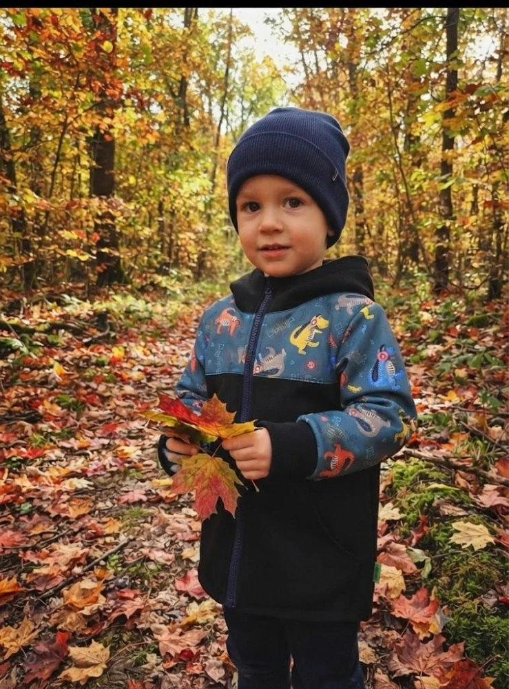 Softshellová bunda - černá/dino sluchátka SKLADEM vel.110