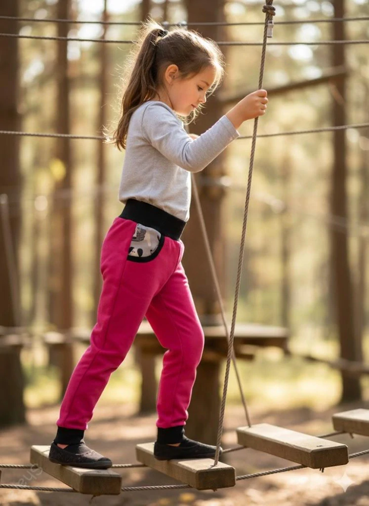 Dětské kalhoty softshellové malina/v kapsách pejsci