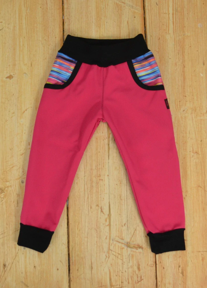 Holčičí kalhoty softshellové - fuchsie/vlnky SKLADEM vel.92