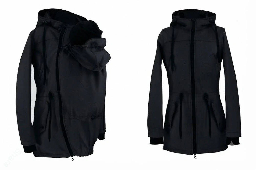 Softshellová nosící parka pro přední nošení - černá