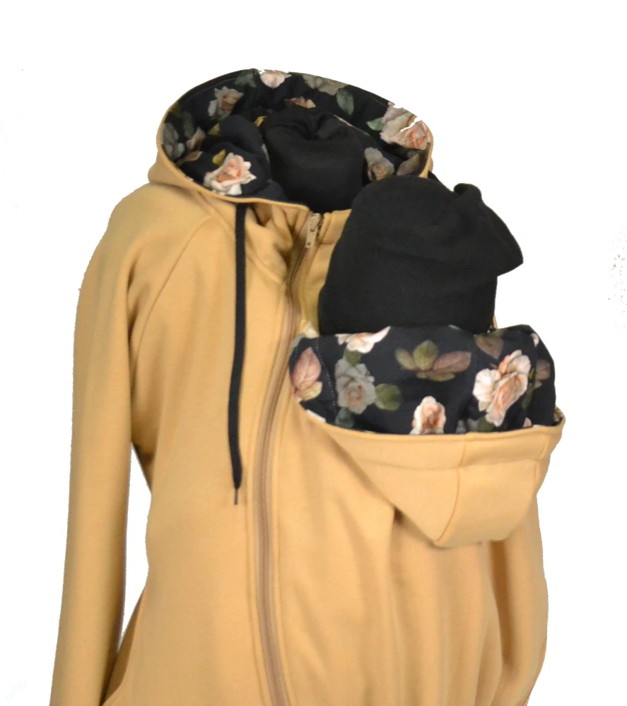 Nosící mikina - písková/růže na černé SKLADEM vel.M