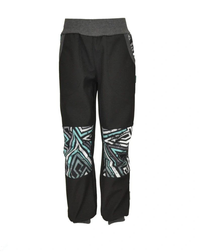 Dětské kalhoty softshellové - černá/grafity/šedá v pase